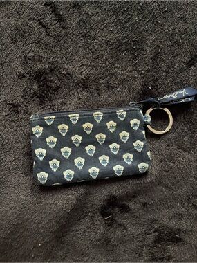 Vera Bradley Navy Floral Coin Pouch with Gold Keyring